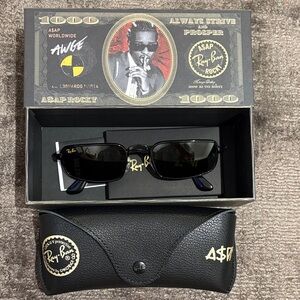 RB3927 BY A$AP ROCKY Ray-Ban Black Rectangular Sunglasses with Branded Case